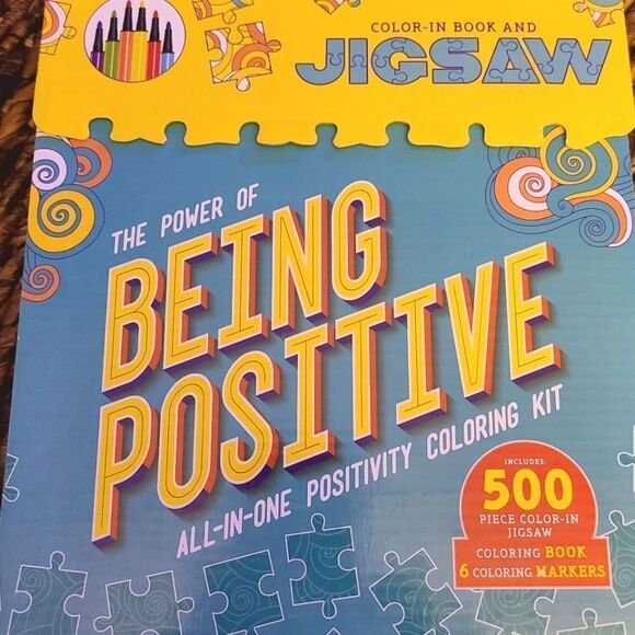 MindSpa The Power of Being Positive Coloring Book & Jigsaw Puzzle, NIB - Picture 1 of 6